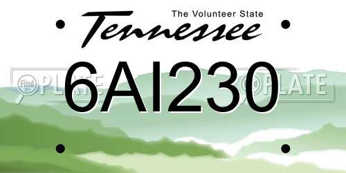 6AI230 Tennessee License Plate