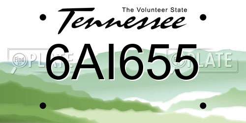 6AI655 Tennessee License Plate