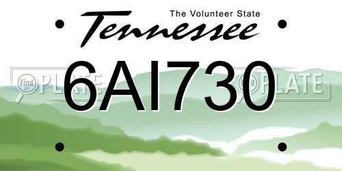 6AI730 Tennessee License Plate