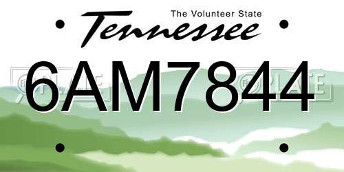 6AM7844 Tennessee License Plate