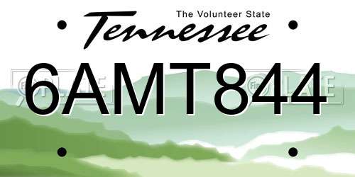6AMT844 Tennessee License Plate