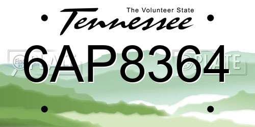 6AP8364 Tennessee License Plate