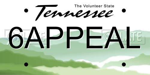 6APPEAL Tennessee License Plate
