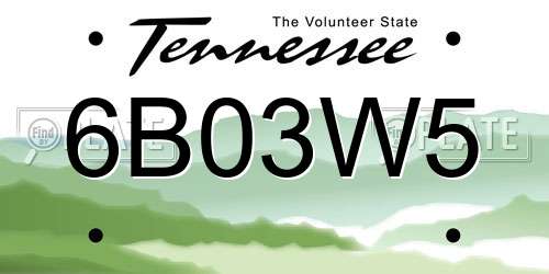 6B03W5 Tennessee License Plate