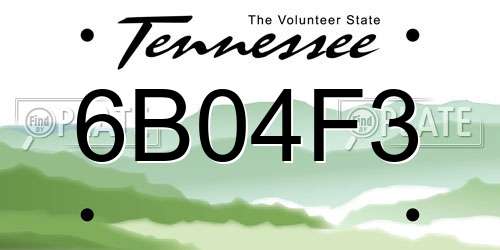 6B04F3 Tennessee License Plate