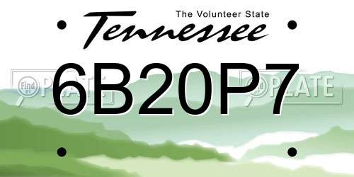 6B20P7 Tennessee License Plate