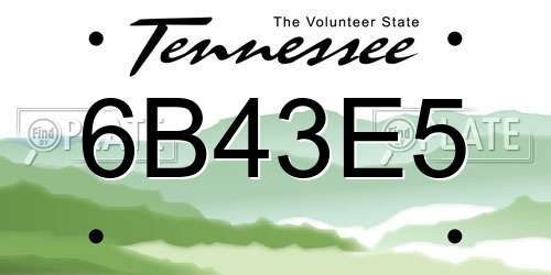 6B43E5 Tennessee License Plate