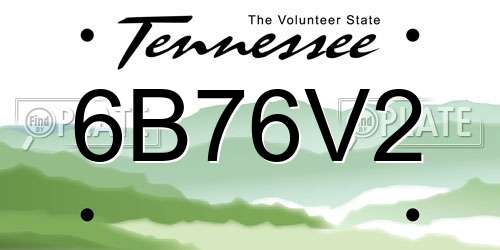 6B76V2 Tennessee License Plate