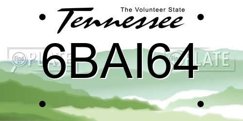 6BAI64 Tennessee License Plate