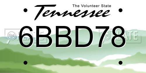 6BBD78 Tennessee License Plate