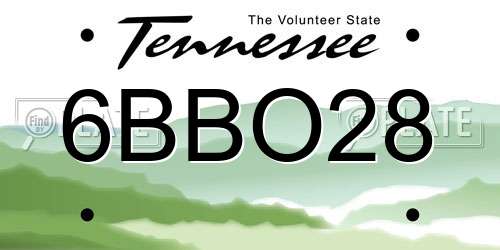 6BBO28 Tennessee License Plate