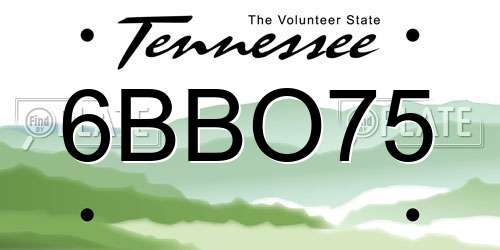 6BBO75 Tennessee License Plate