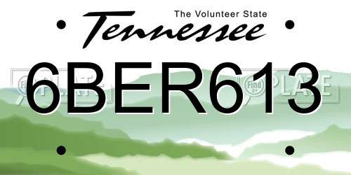 6BER613 Tennessee License Plate