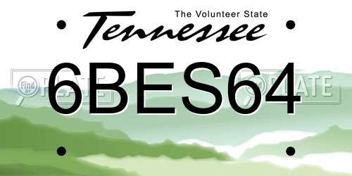 6BES64 Tennessee License Plate