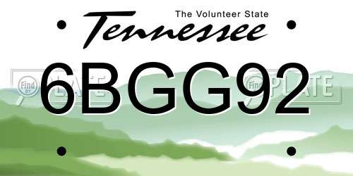 6BGG92 Tennessee License Plate