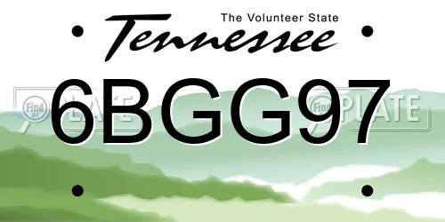 6BGG97 Tennessee License Plate