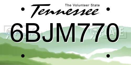 6BJM770 Tennessee License Plate