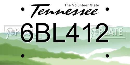 6BL412 Tennessee License Plate