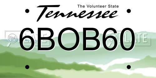 6BOB60 Tennessee License Plate
