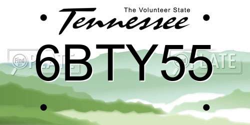 6BTY55 Tennessee License Plate