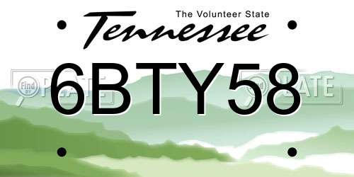 6BTY58 Tennessee License Plate
