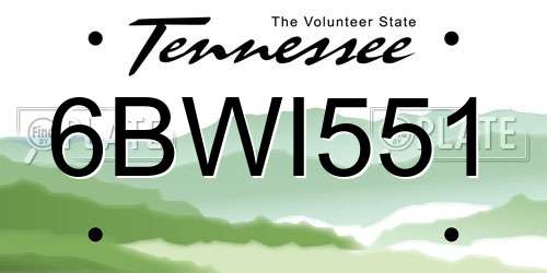 6BWI551 Tennessee License Plate