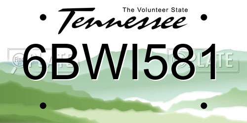 6BWI581 Tennessee License Plate