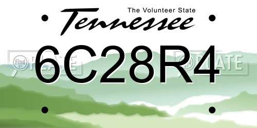 6C28R4 Tennessee License Plate