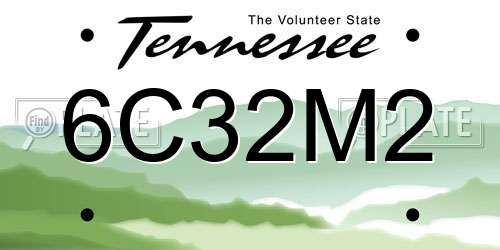 6C32M2 Tennessee License Plate