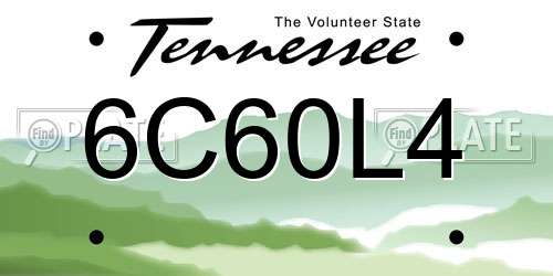 6C60L4 Tennessee License Plate