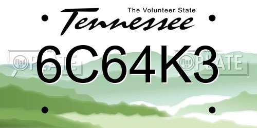 6C64K3 Tennessee License Plate