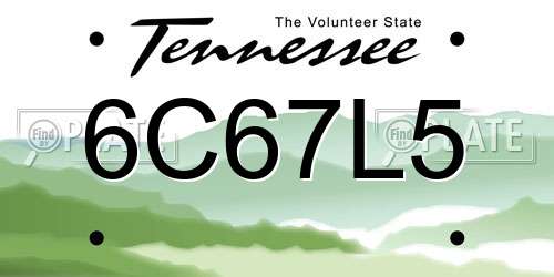 6C67L5 Tennessee License Plate
