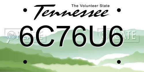 6C76U6 Tennessee License Plate
