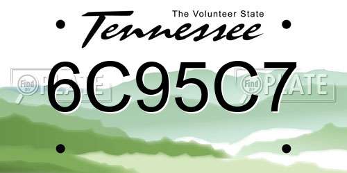 6C95C7 Tennessee License Plate