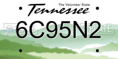 6C95N2 Tennessee License Plate