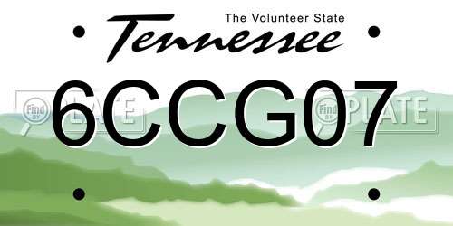 6CCG07 Tennessee License Plate