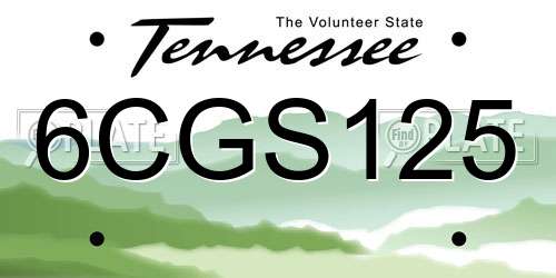 6CGS125 Tennessee License Plate