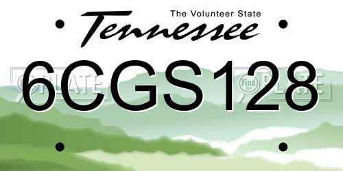 6CGS128 Tennessee License Plate