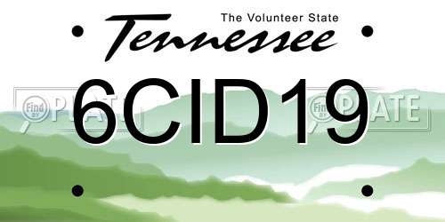 6CID19 Tennessee License Plate