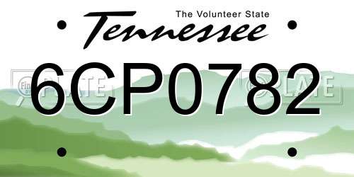 6CP0782 Tennessee License Plate