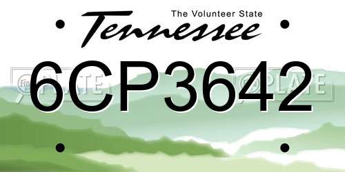 6CP3642 Tennessee License Plate
