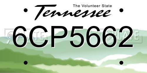 6CP5662 Tennessee License Plate