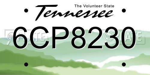 6CP8230 Tennessee License Plate