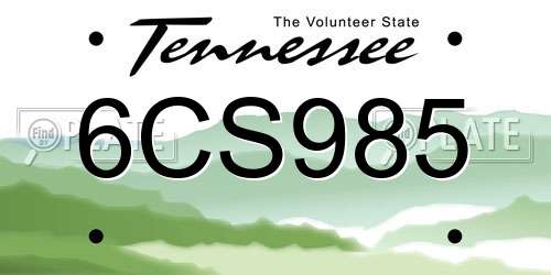 6CS985 Tennessee License Plate