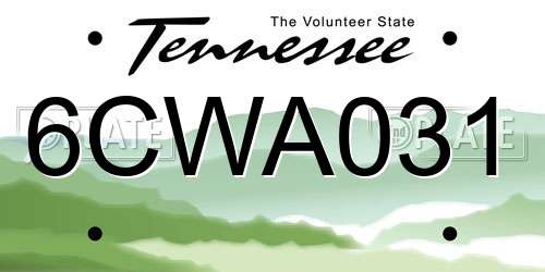 6CWA031 Tennessee License Plate