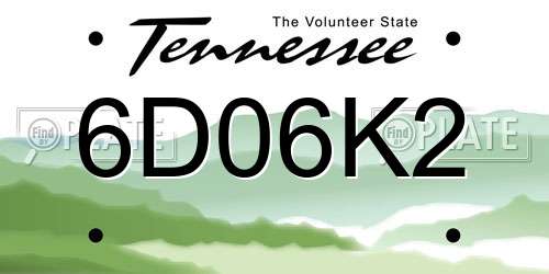 6D06K2 Tennessee License Plate