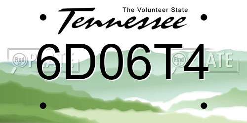 6D06T4 Tennessee License Plate