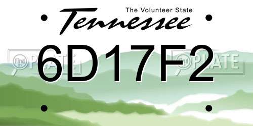 6D17F2 Tennessee License Plate