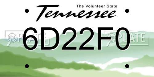 6D22F0 Tennessee License Plate