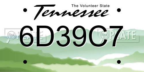 6D39C7 Tennessee License Plate